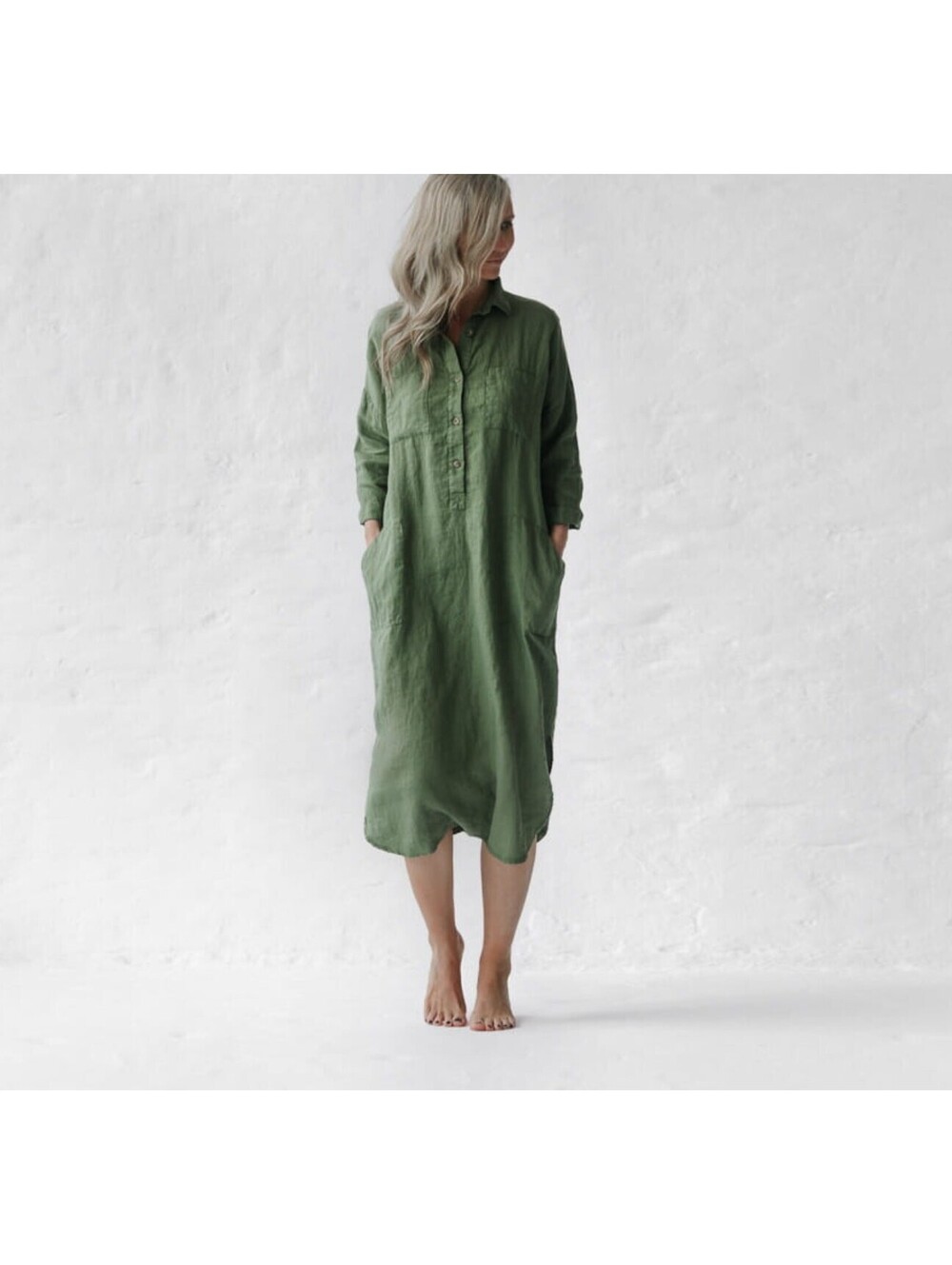 Seaside Tones Linen shirt dress Green one size New